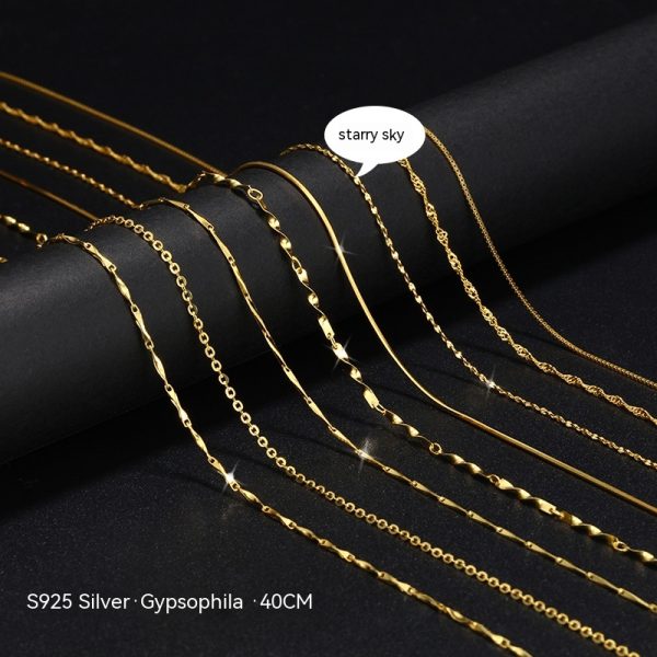 18K Gold Necklace Women's 925 Sterling Silver Gold Plated Chain