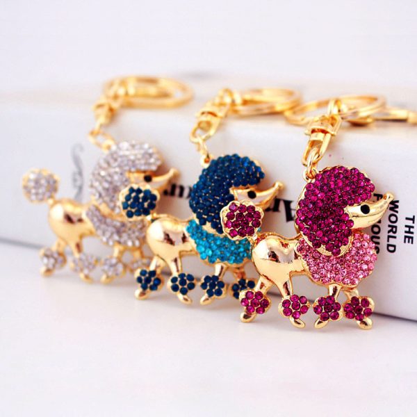Cartoon Crystal Poodle Puppy Accessories Keychain Pendant Women's Bag Accessories