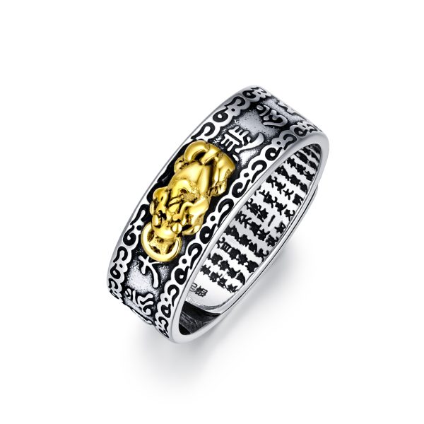 Feng Shui Ring Pixiu Mantra Ring Protection Wealth Adjustable Rings Gift for Women Men