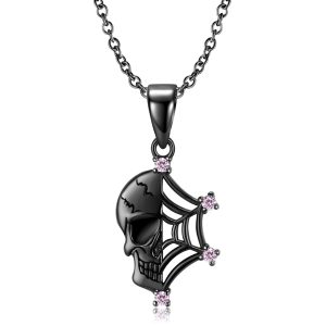 Cobweb Skull Necklace Silver S925 Plating Black Gold Small Popular Design Dark Wind