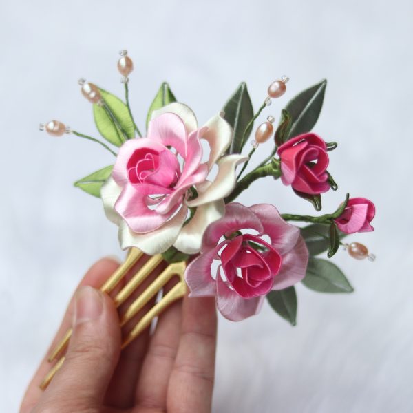Twisted Flower Curling Gradient Peony Camellia Hair Comb