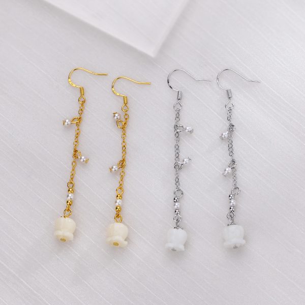 Super Fairy Long Flower Pearl Smart Lily Earrings