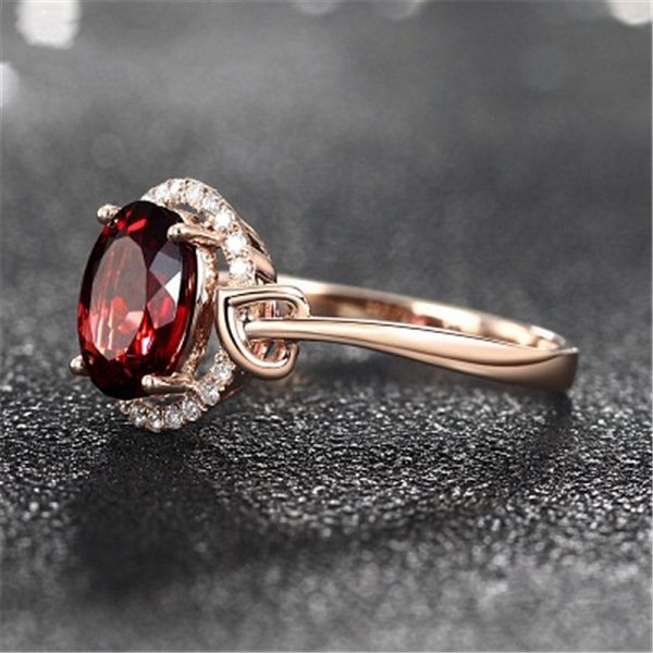 Creative Ruby Plated 18k Rose Gold Red Crystal Ring