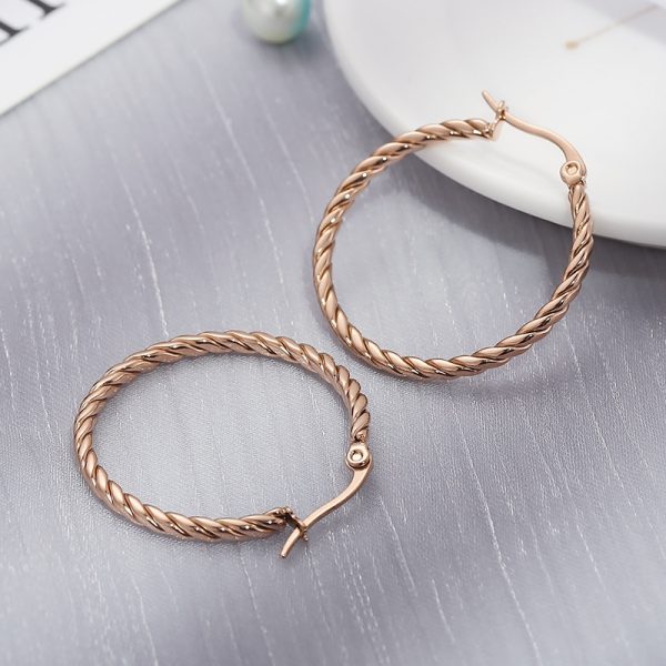 Minimalist Circular Titanium Steel Female Earrings