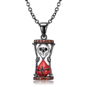 S925 Sterling Silver Skull Hourglass Pendant Small Dark Wind