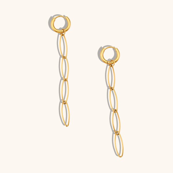 European And American Clip Chain Earrings Stainless Steel Plated 18K Gold