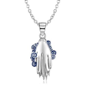 Creative Ghost Necklace Simple And Cute In Style Versatile S925 Sterling Silver Pendant Sweater Chain