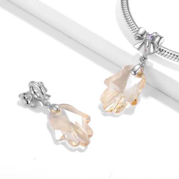 Jewelry Accessories Niche Design Golden Phantom Light Orange Hand Of Fatima Crystal Pendant