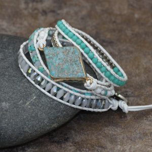 Diamond Woven White Leather Bohemian Creative Multi-layer Jewelry