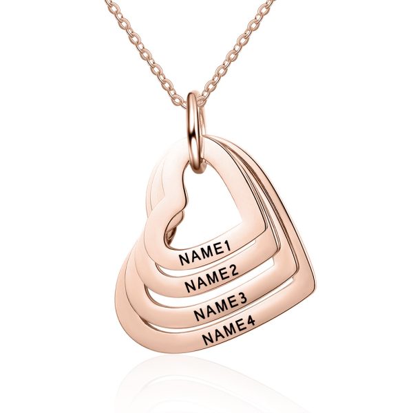 Stainless Steel Personalized Family Heart Necklace