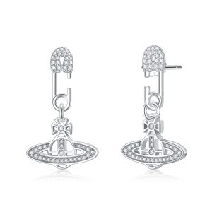 Vivienne Westwood Earrings Sterling Silver Saturn Stud Earrings for Women