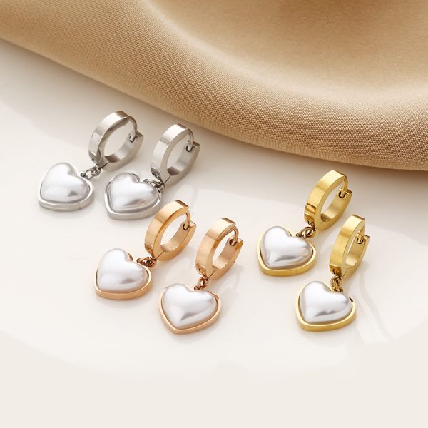 Korean Style Heart Pearl Earrings