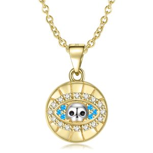 Skull Eye Necklace Gold Plated Skull Series Diy Necklace 925 Silver