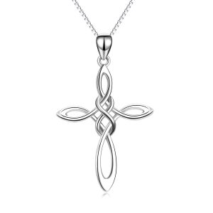 Sterling Silver Infinity Love Celtic Knot Pendant Necklace with Box Chain