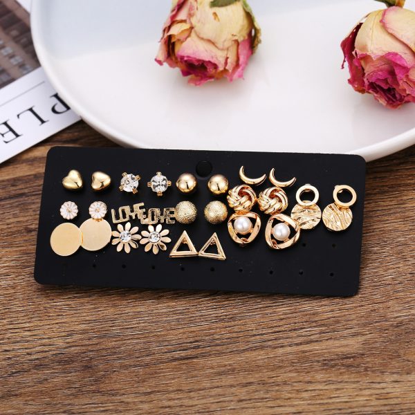 Fashion Flower Rhinestone Earings Set