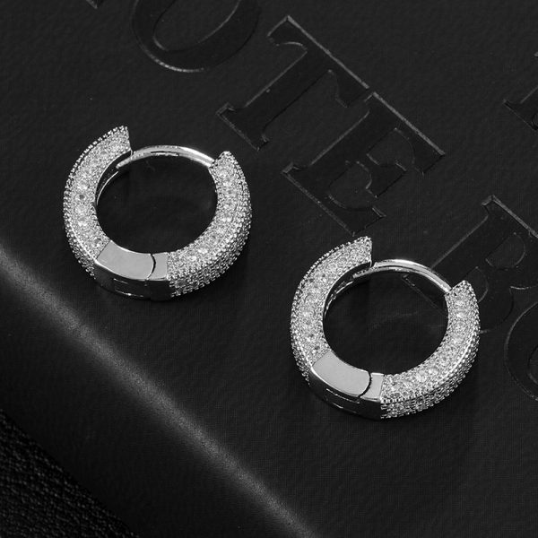 Hip Hop Full Diamond Small Earrings Micro Inlaid