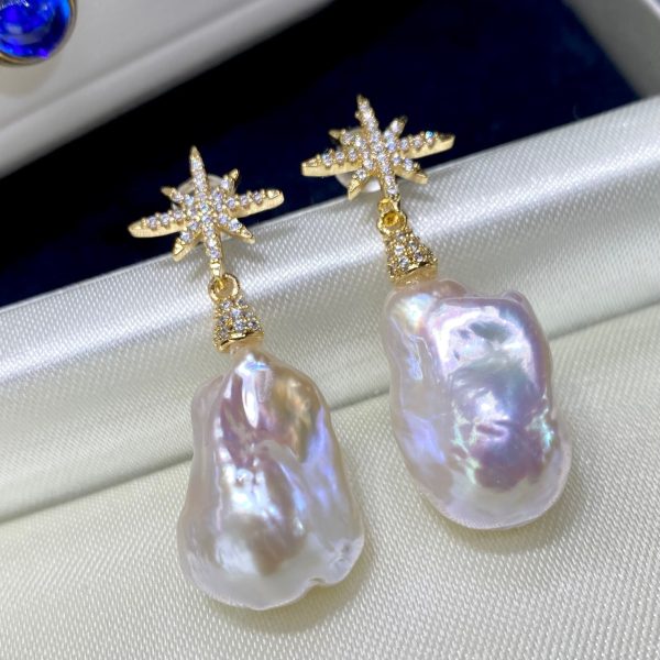 New Natural Baroque Shaped Pearl Earrings