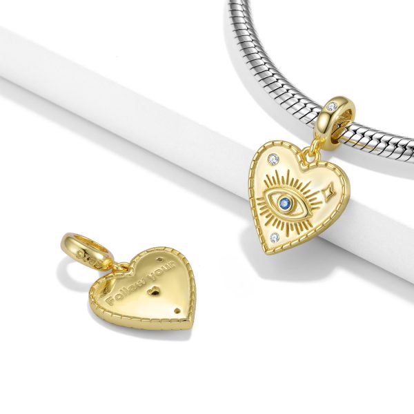 Heart Shape S925 Sterling Silver Gold-plated Pendant Bracelet Diy Accessories