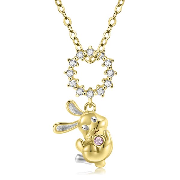 Original Cute Rabbit Pendant Necklace S925 Sterling Silver Gold-plated Girl's Clavicle Chain