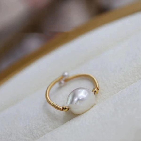 14K Gold Injection Winding Pearl Ring