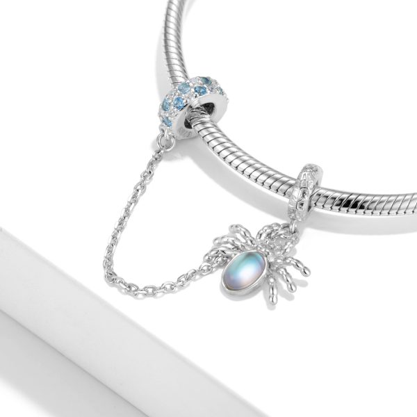 Spider Safety Chain Halloween Series S925 Sterling Silver Blue Zircon Bracelet Diy Accessories