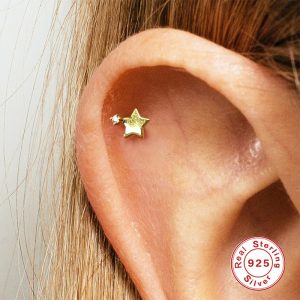 S925 Sterling Silver Five-pointed Star Diamond Stud Earrings