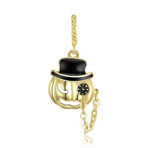 Creative Black Hat Pumpkin Head Pendant Halloween Bracelet Diy Sterling Silver 925 Accessories Pendant