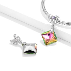 Rose Light Crystal Silver S925 Bow Pendant Necklace Bracelet Accessories For Women