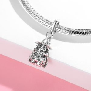 Straw Hat Knight Beads 925 Silver Silver Pendant Unisex Personality Necklace Bracelet Diy Accessories