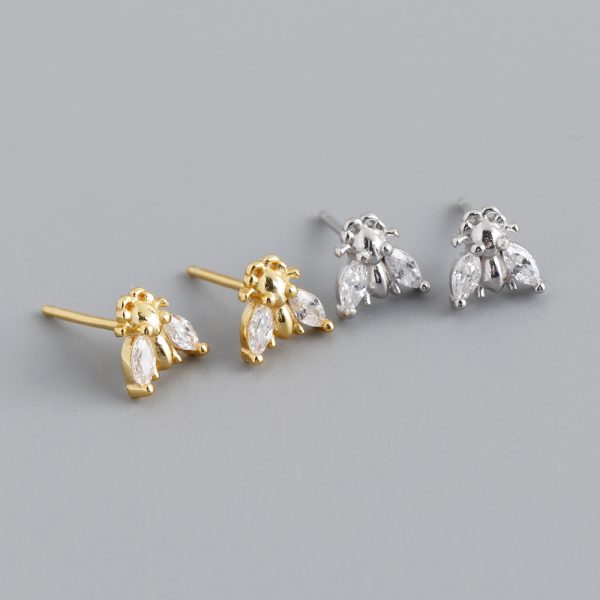 Small And Simple Insect-shaped S925 Sterling Silver Stud Earrings