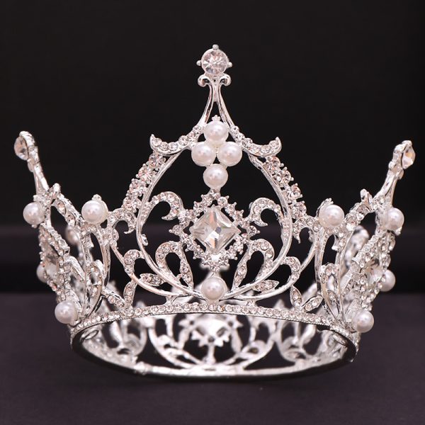 Baroque Bridal Tiara Crown Square Diamond Round Princess Crown
