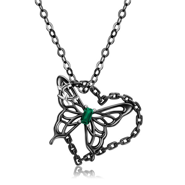 Simple Butterfly Heart Hollow Necklace Fashion Ins 925 Sterling Silver Necklace