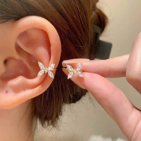 Butterfly Ear Clip Affordable Luxury Style Natural Zircon Without Piercing Ornament