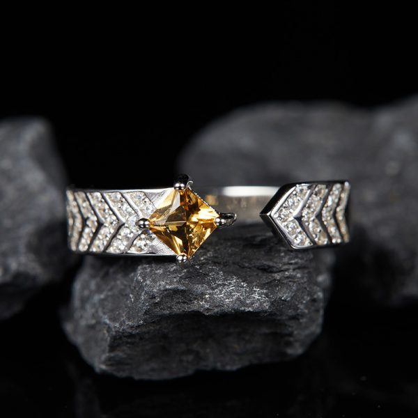 Sterling Silver Natural Citrine Gemstone Ring