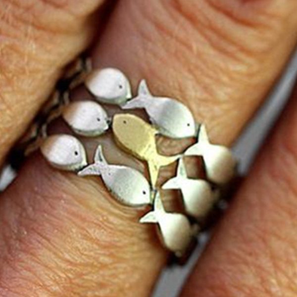 Silver Plated Animal Fish Ring For Women's Wedding