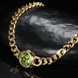 Temperament Wild Sterling Silver Round Olivine Bracelet