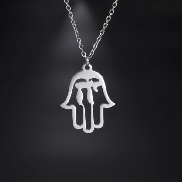 Creative Stainless Steel Hollow Palm Pendant Necklace