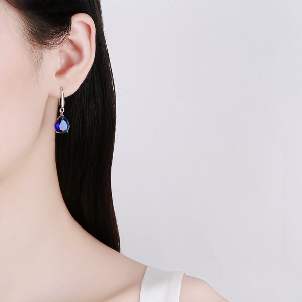 Zircon Water Drop Earrings Women's Simple Royal Blue