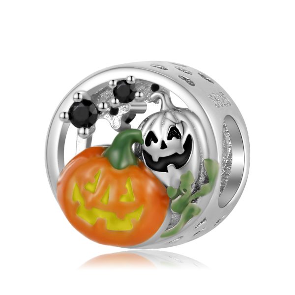 925 Silver Drop Glue Halloween Pumpkin Beads Hollow Bracelet Diy Accessories