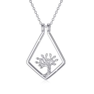 Tree of Life Ring Holder Pendant Necklace in 925 Sterling Silver