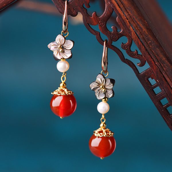 Bells Of Ireland Handmade Red Agate Earrings