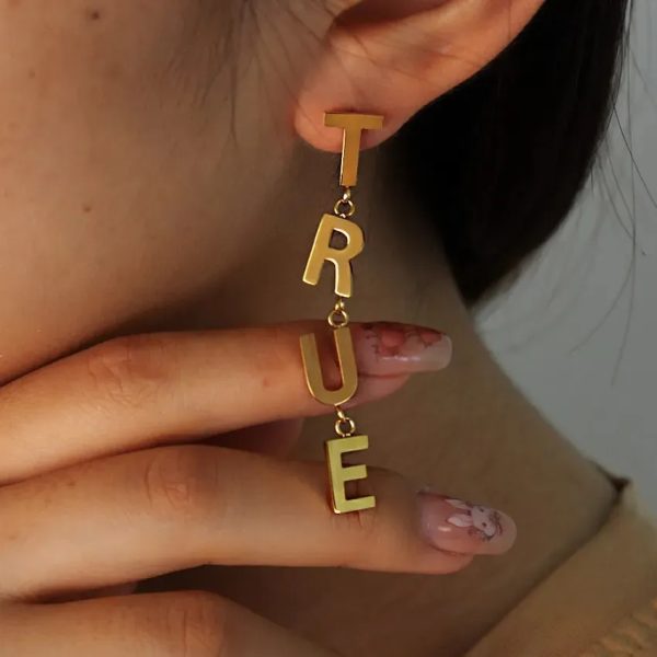 Retro Alphabet Female Personality Fashionable Golden Earrings