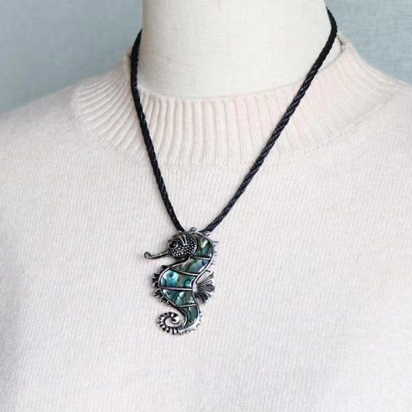 Tidal Abalone Shell Seahorse Brooch Pendant