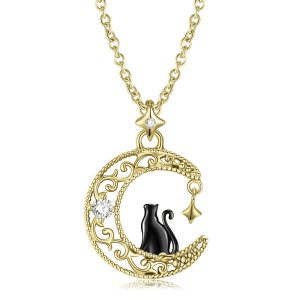 Original Design Black Cat S925 Sterling Silver Jewelry Collar Chain