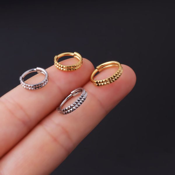 Double Row Geometric Pattern Stainless Steel Nose Ring Piercing Jewelry