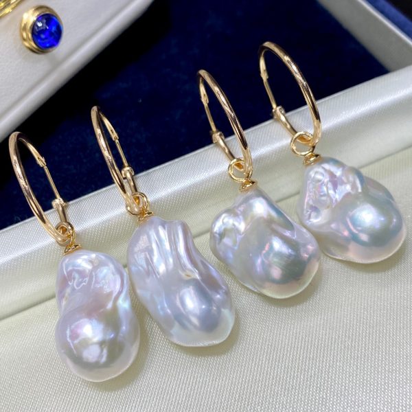 New Natural Baroque Shaped Pearl Earrings