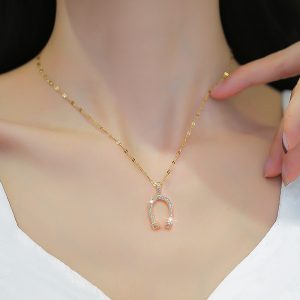 Micro-inlaid Real Gold Necklace Women