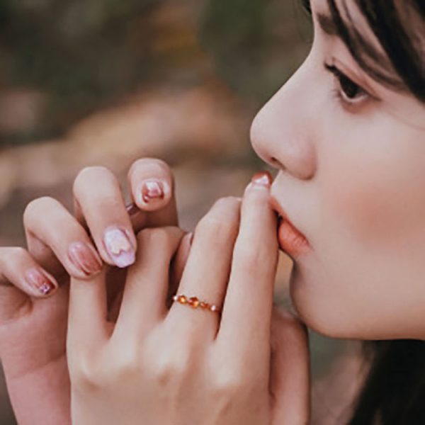 Retro French Palace Inlaid Orange Garnet Zircon Ring Women's Light Luxury Advanced Ring