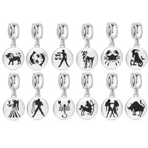 S925 Sterling Silver Beads Creative 12 Constellations Silver Series Pendant DIY Accessories