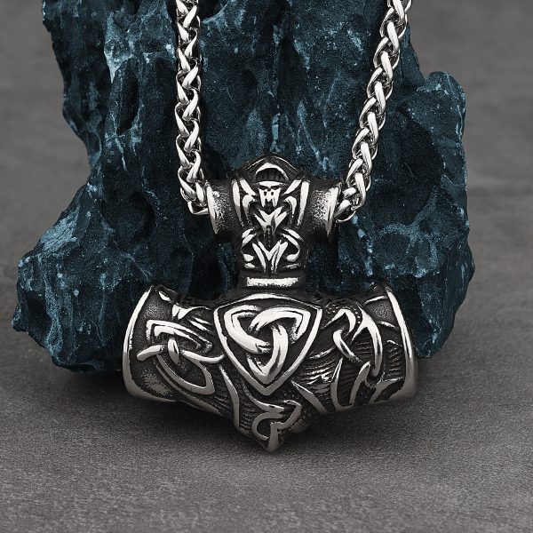 Viking Hammer Aoding Rune Titanium Steel Pendant Necklace